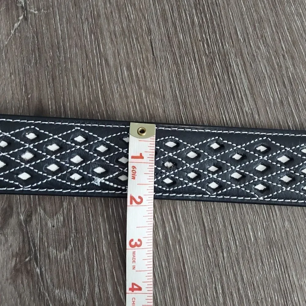 AUTHENTIC CHARRO BELT, CINTO VAQUERO NAVAJEADO, WESTERN RODEO LEATHER BELT 40